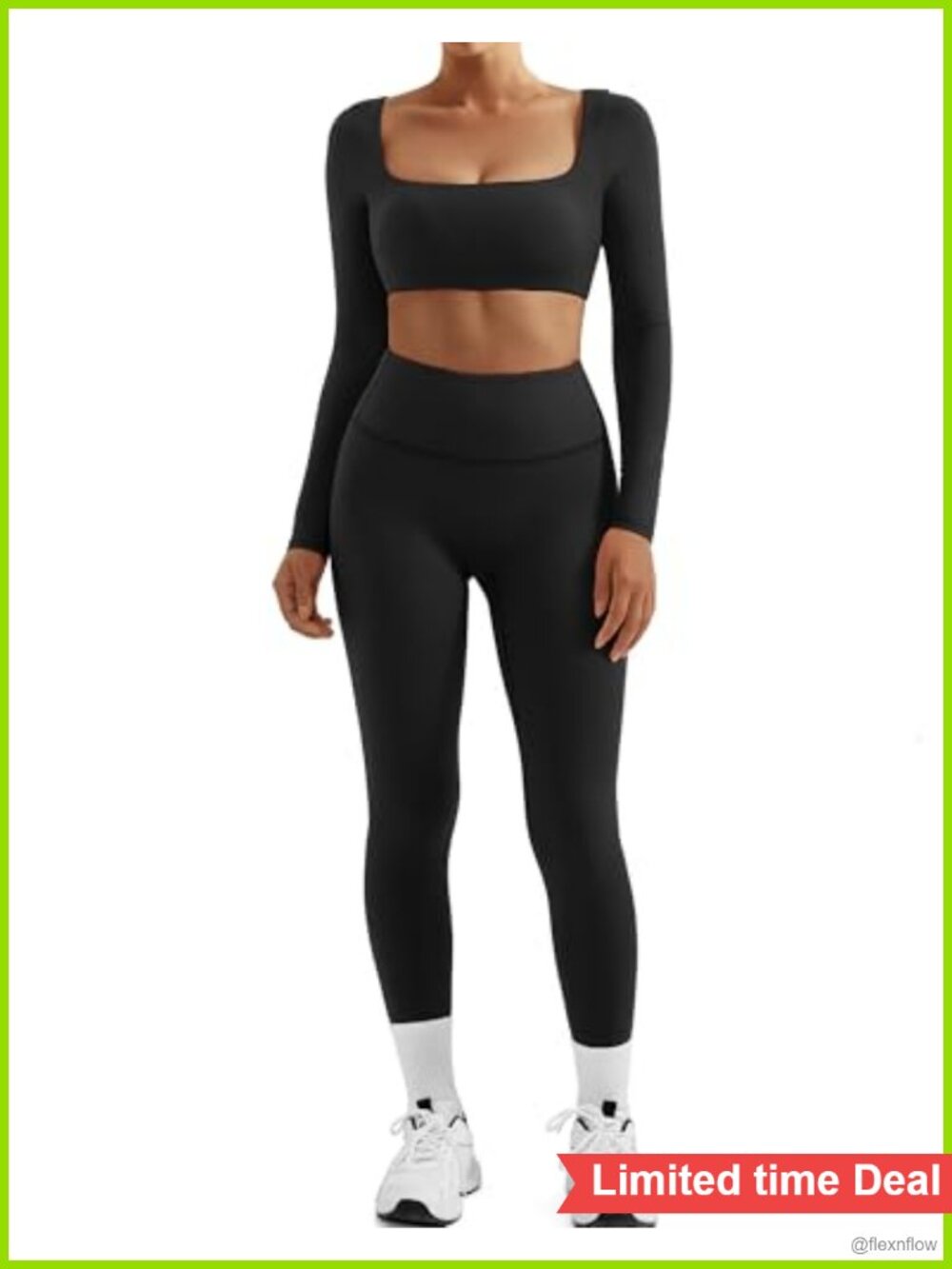 Nylon Spandex 2-Piece Workout Set with Crop Top & Leggings